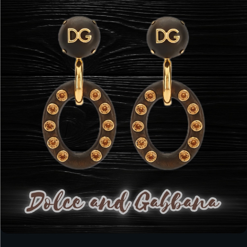 #251 Dolce & Gabbana Wood Drop Hoop Earrings